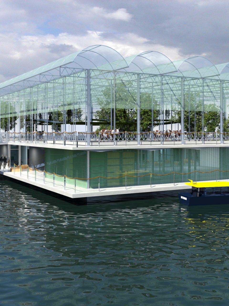 Kühe auf dem Wasser? So soll die schwimmende Molkerei aussehen – © beladon.com