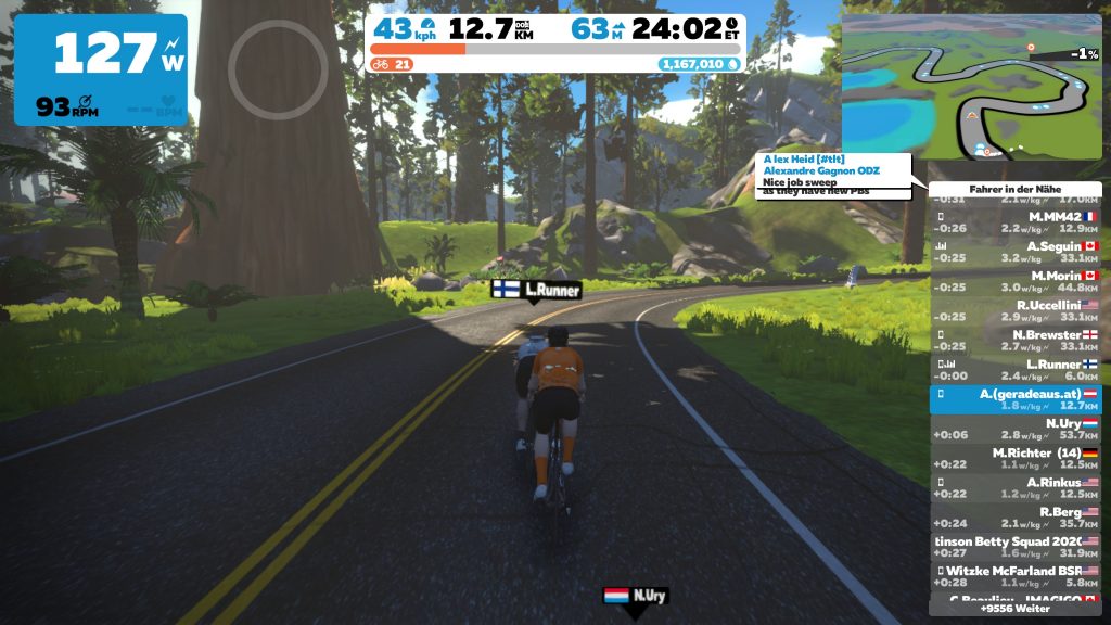 Ingame-Zwift-virtuelle Welt-Indoortraining