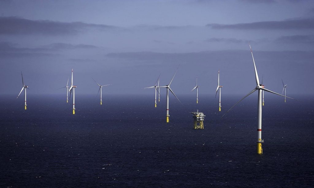 Neben vielen anderen wird auch der hier sichtbare deutsche Offshore-Windpark Gode Wind 1 und 2 in der südlichen Nordsee von Ørsted betrieben. Fotocredit: © Ørsted