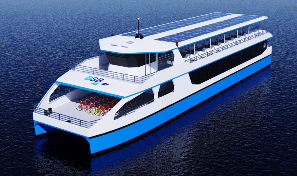 So wird das neue Elektroschiff der Bodensee-Schiffsbetriebe aussehen, das schon kommenden Sommer bis zu 300 Passagiere auf dem Bodensee befördern soll. Fotocredit: © Bodensee-Schiffsbetriebe GmbH