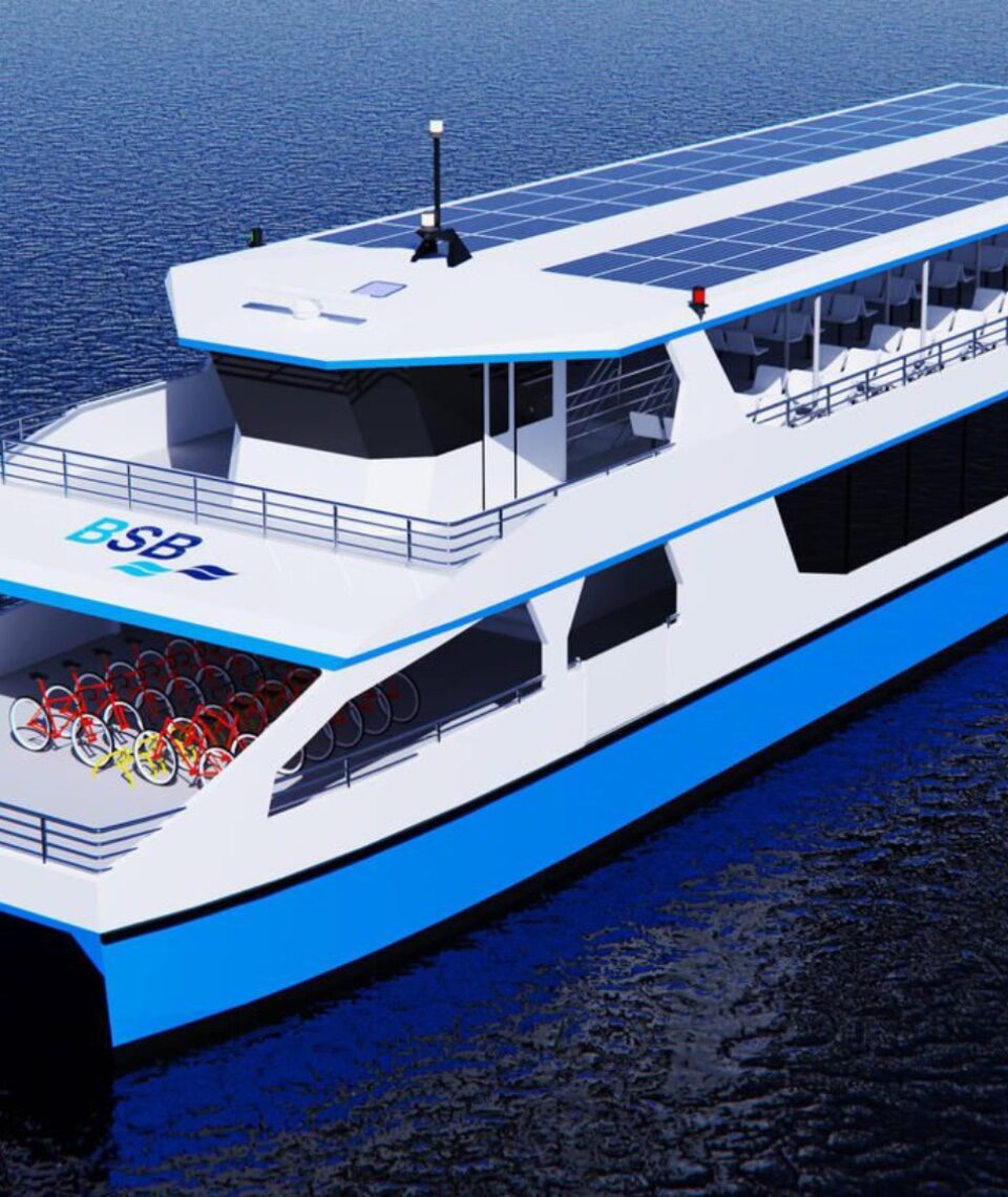 So wird das neue Elektroschiff der Bodensee-Schiffsbetriebe aussehen, das schon kommenden Sommer bis zu 300 Passagiere auf dem Bodensee befördern soll. Fotocredit: © Bodensee-Schiffsbetriebe GmbH