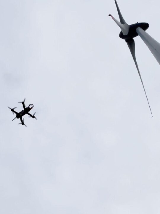 Drohnen, die in Schwärmen aufsteigen und Strömungen messen, sollen Windkraftanlagen effizienter machen. Fotocredit: © DLR (CC BY-NC-ND 3.0)