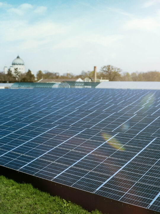 Das Solarkraftwerk am Wiener Zentralfriedhof produziert Sonnenenergie mit 1,4 Megawatt Leistung. Fotocredit: © Wien Energie
